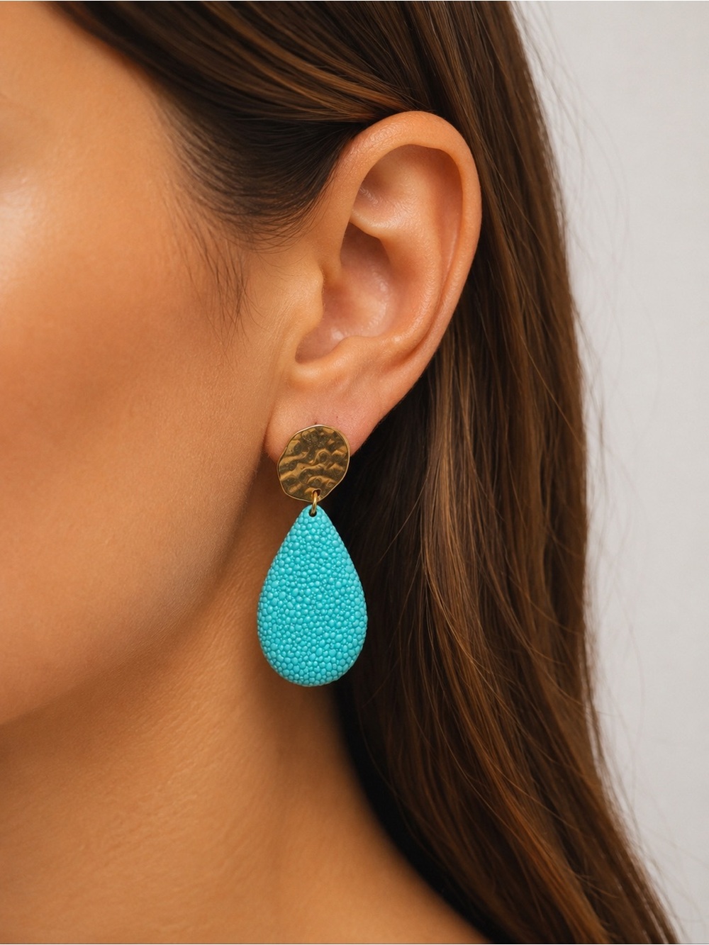 Patricia Herran Turquoise Pebbles Teardrop Drop Earrings